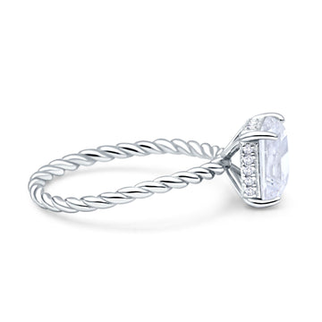 Vintage Twisted Band Emerald Cut Engagement Ring Simulated Cubic Zirconia 925 Sterling Silver Wholesale